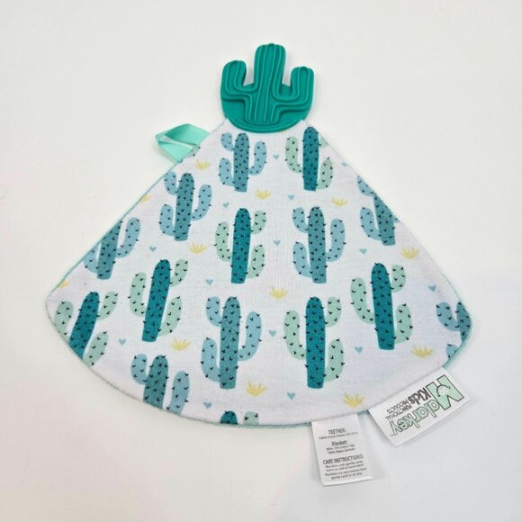 Malarkey Kids Green and White Munch-It Blanket Lovey Cacti Cutie Pie w/ Teether - Picture 1 of 6